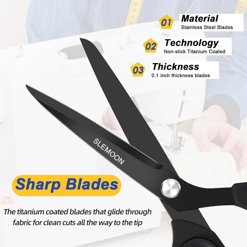 SLEMOON 9 Inch Tailor Scissors All Purpose, Heavy Duty Premium Stainless Steel Scissors, Comfort Grip Handles for Fabric, Leather, Sewing & Crafting - Image 4